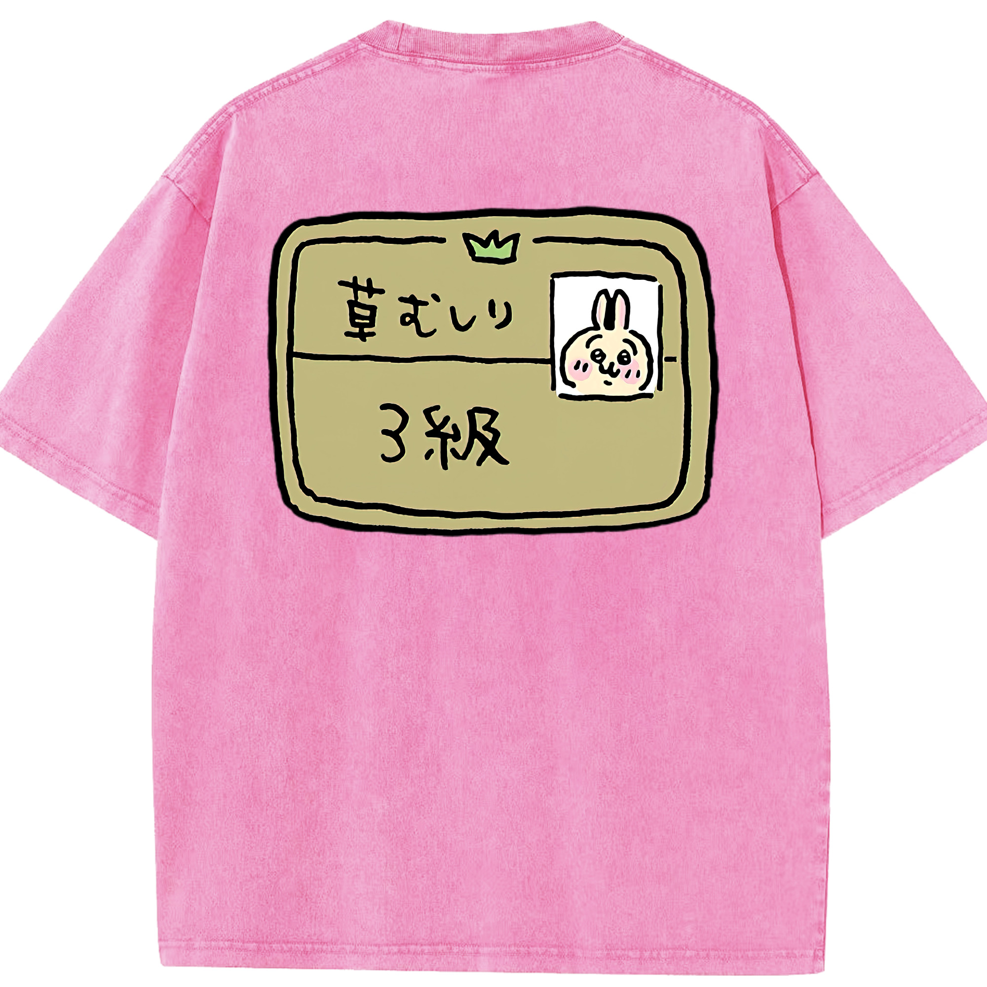 （画像用） ちいかわ うさぎ Chii-kawa usagi 綿100% ヴィンテージ風 半袖Tシャツ（背面プリント）
